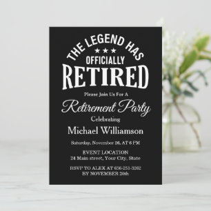Invitation La légende a officiellement pris sa retraite Fête