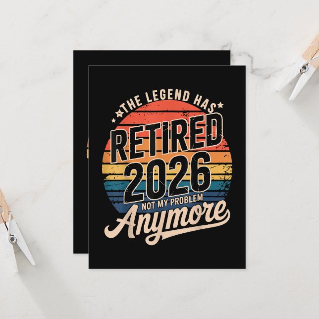 Invitation La légende a pris sa retraite 2026 Ce n'est plus m (Devant/Arrière en situation)