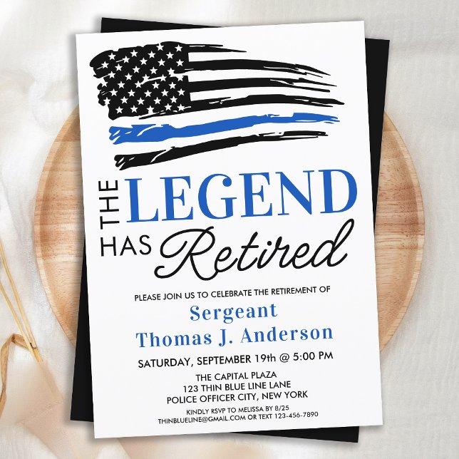 Invitation La Légende Personnalisée De La Retraite De La Poli (Créateur téléchargé)