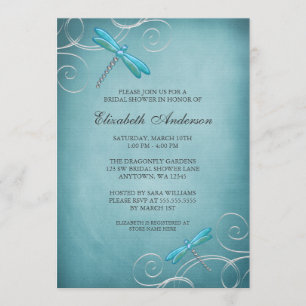 Invitation La libellule bleue turquoise tourbillonne Fête de