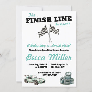 Invitation La ligne de finition est proche ! Baby shower auto
