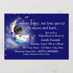 Invitation La lune et le baby shower arrière