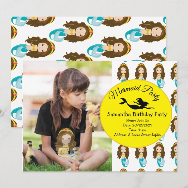 Invitation La magie d'une fête de sirène (Devant / Derrière)