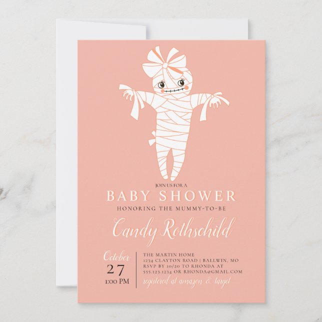 Invitation La maman doit être Baby shower d'Halloween (Devant)