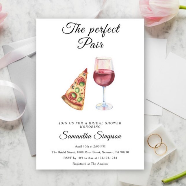 Invitation La Mariée au Vin et Pizza Parfaite (Créateur téléchargé)
