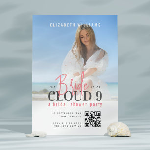 Invitation La mariée est sur Cloud 9 QR Code Fête des mariées