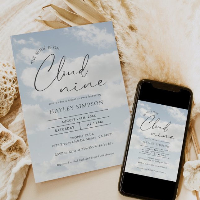 Invitation La Mariée Est Sur Cloud Neuf Fête des mariées (Créateur téléchargé)
