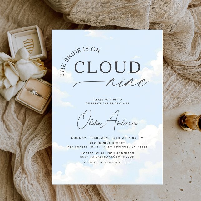 Invitation La Mariée Est Sur Cloud Neuf Fête des mariées (Créateur téléchargé)