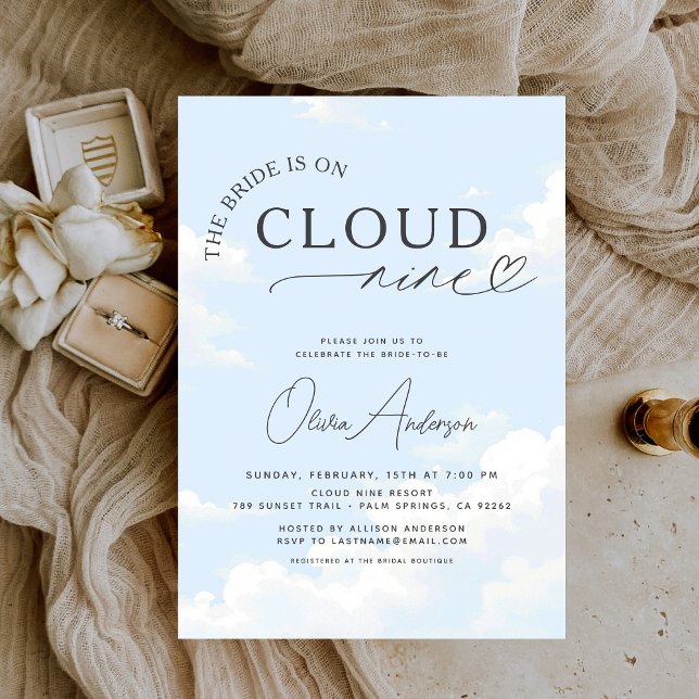 Invitation La Mariée Est Sur Cloud Neuf Fête des mariées (Créateur téléchargé)