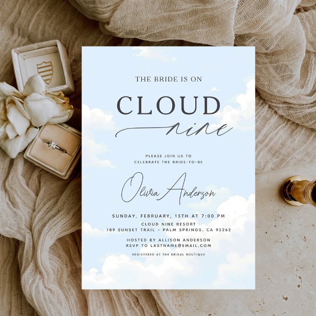 Invitation La Mariée Est Sur Cloud Neuf Fête des mariées (Créateur téléchargé)