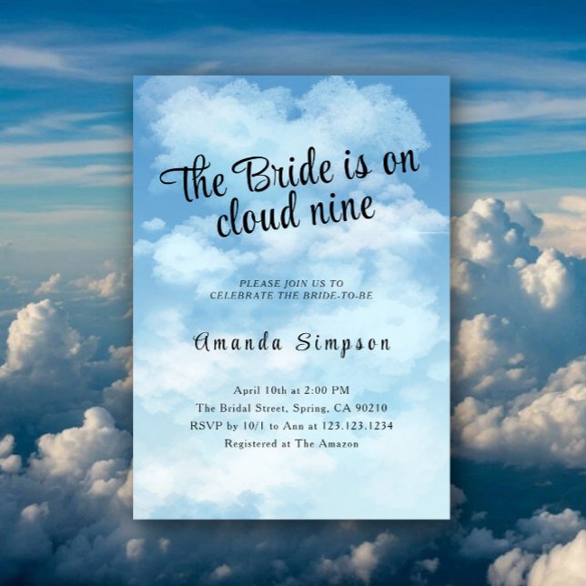 Invitation La mariée est sur un nuage Bridal Shower (Créateur téléchargé)