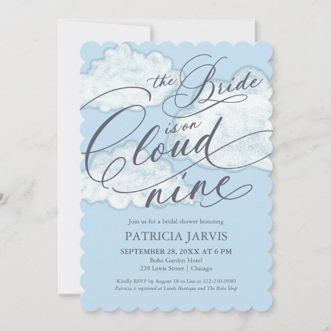 Invitation La mariée est sur un nuage moderne pour la fête de (Devant)