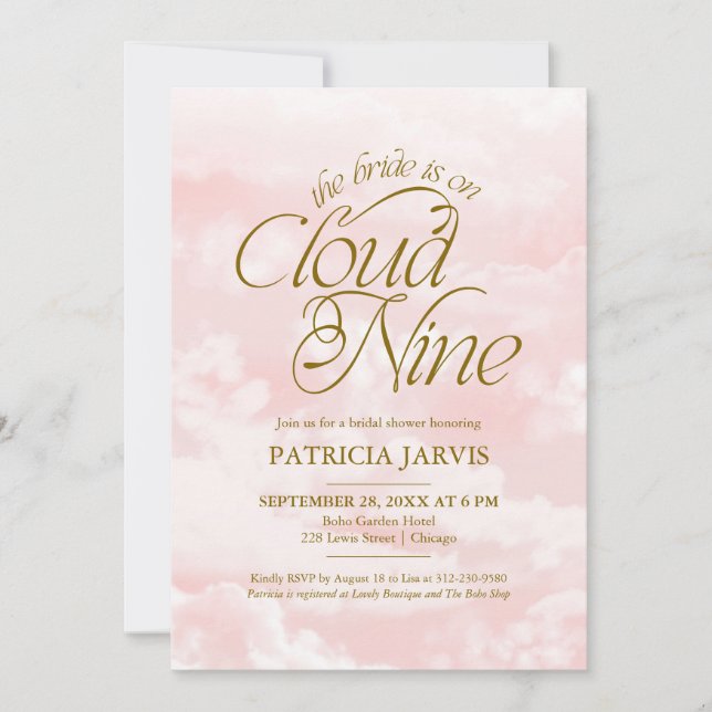 Invitation La mariée est sur un nuage QR Code Enterrement de  (Devant)