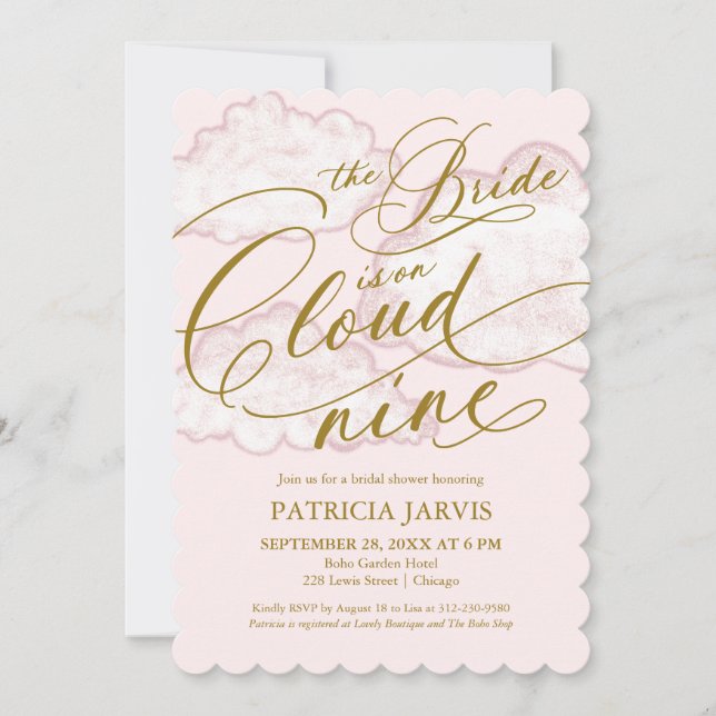 Invitation La mariée est sur un nuage QR Code Enterrement de  (Devant)