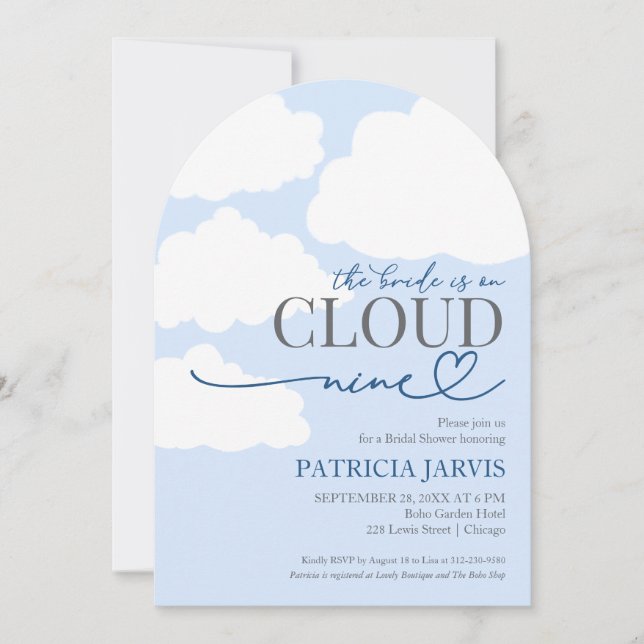 Invitation La mariée est sur un nuage QR Code Enterrement de  (Devant)