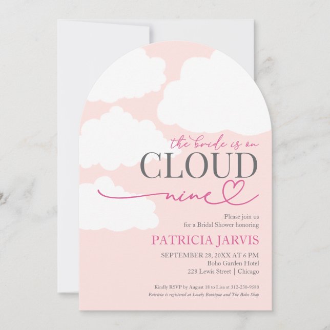 Invitation La mariée est sur un nuage QR Code Enterrement de  (Devant)