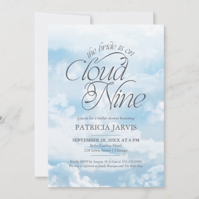 Invitation La mariée est sur un nuage QR Code Enterrement de  (Devant)