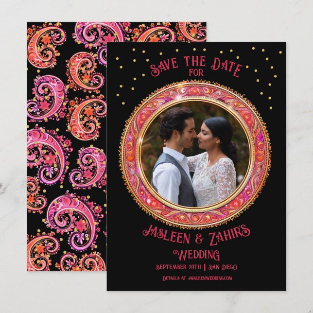 Invitation La mariée indienne sauve la date (Devant / Derrière)