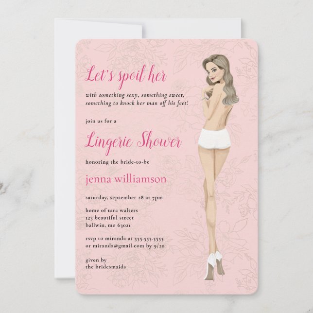 Invitation La mariée rose dans ses culottes douche lingerie (Devant)