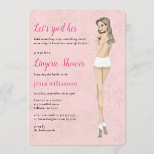 Invitation La mariée rose dans ses culottes douche lingerie