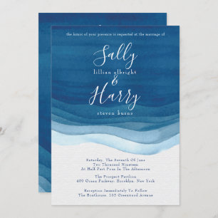 Invitation La marine, aquarelle moderne ondule le mariage