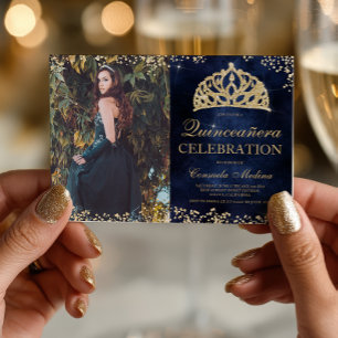 Invitation La marine de la parties scintillant d'or chic tiar