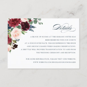 Invitation La marine florale de Bourgogne élégante rougissent