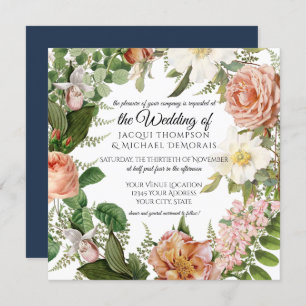 Invitation La marine rougissent le mariage floral botanique