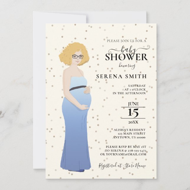 INVITATION LA MÈRE À ÊTRE DANS DOUCHE EN ROBE BLEUE (Devant)
