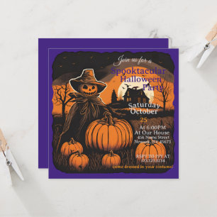 Invitation La montre de l'épouvantail d'Halloween