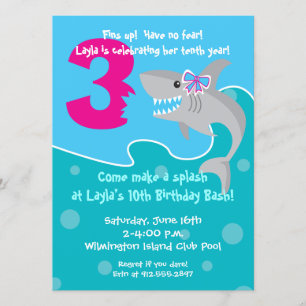 Invitation La morsure de requin de fille invitent la 3ème