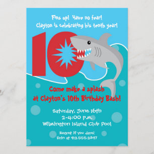 Invitation La morsure de requin invitent la 10ème fête