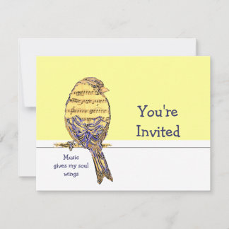 Invitation La musique donne mes ailes d'âme Bird Party