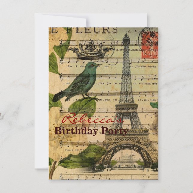 Invitation la musique note Tour Eiffel de Paris de Français (Devant)