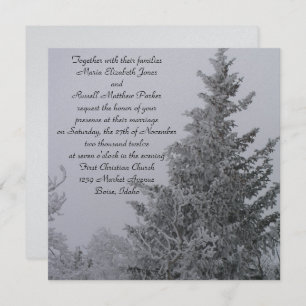 Invitation La neige a couvert le mariage de pin d'hiver