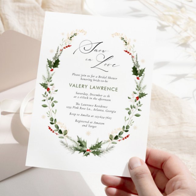 Invitation La neige en amour Golden Snowflakes Fête des marié (Créateur téléchargé)