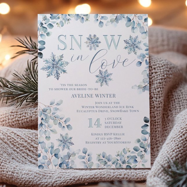 Invitation La neige en amour thème Fête des mariées d'hiver (Snow in Love winter bridal shower invitation by Darling & May)