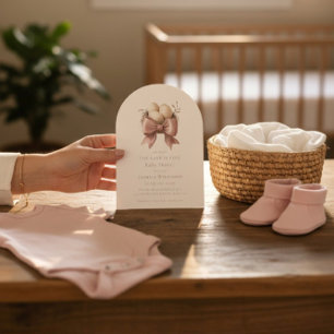 Invitation la nidée est aquarelle rose minimale baby shower