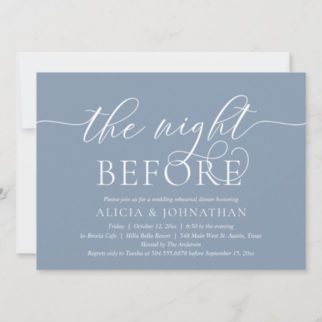 Invitation La Nuit Avant, Dîner de Répétition de Mariage Mode (Devant)
