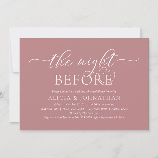 Invitation La Nuit Avant, Dîner de Répétition de Mariage Mode (Devant)