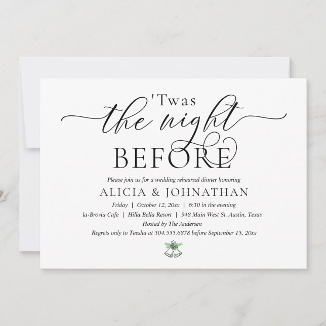 Invitation La Nuit Avant, Dîner de Répétition de Mariage Mode (Devant)