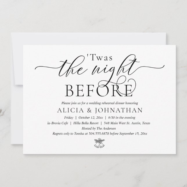 Invitation La Nuit Avant, Dîner de Répétition de Mariage Mode (Devant)