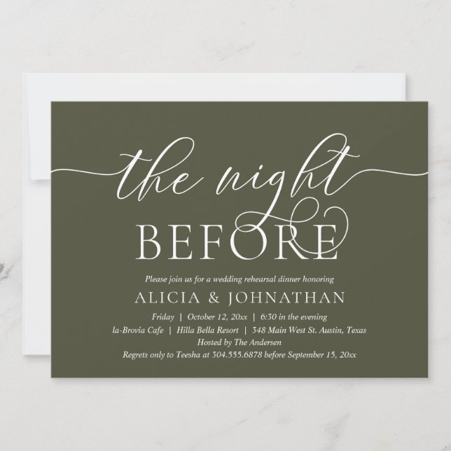 Invitation La Nuit Avant, Dîner de Répétition de Mariage Mode (Devant)