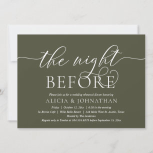 Invitation La Nuit Avant, Dîner de Répétition de Mariage Mode