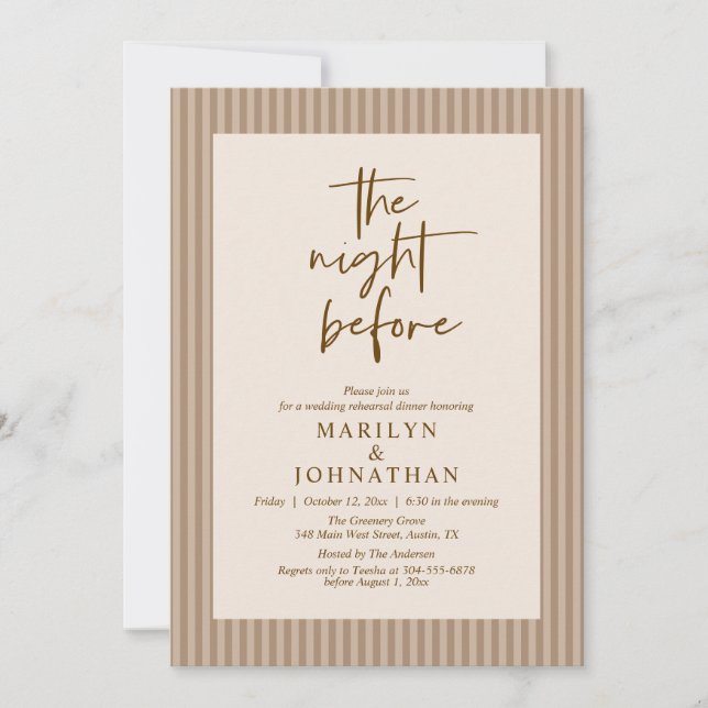 Invitation La nuit avant la répétition classique du Mariage n (Devant)