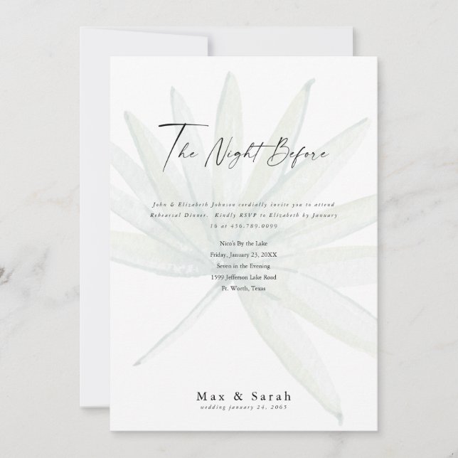 Invitation La nuit avant la répétition Mariage tropicale (Devant)