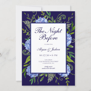 Invitation La nuit avant le code QR de Blue Hydrangea
