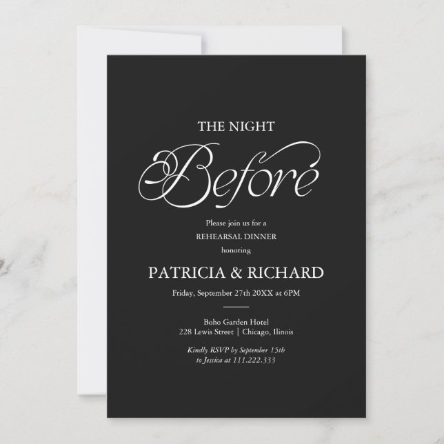 Invitation La Nuit Avant le Dîner de Répétition  (Devant)