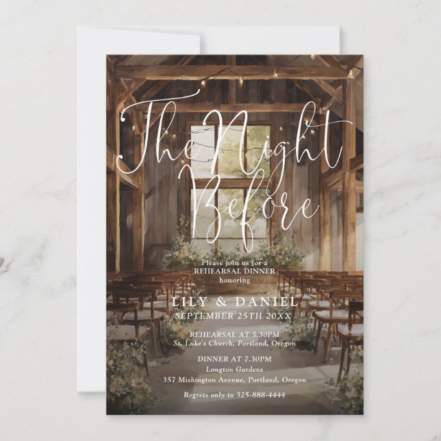 Invitation La Nuit Avant le Dîner de Répétition de Mariage Ru (Devant)