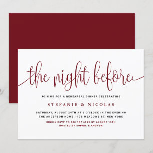 Invitation La Nuit Avant Le Dîner De Répétition De Script Rou